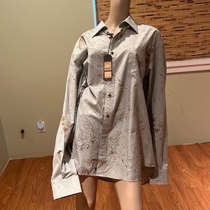 Tommy Bahama Island Soft Long Sleeve Button Down in Light Green & Tan  Size XXL